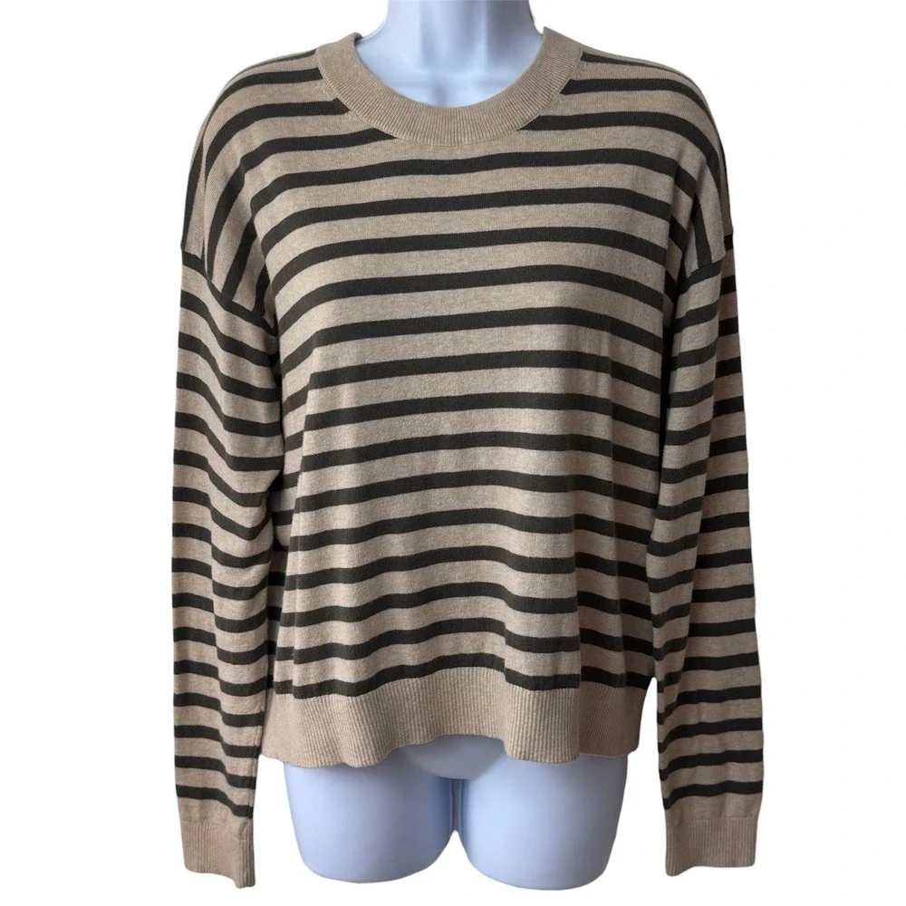 Velvet by Graham and Spencer Alister Striped Crewneck Sweater Cashmere Blend S